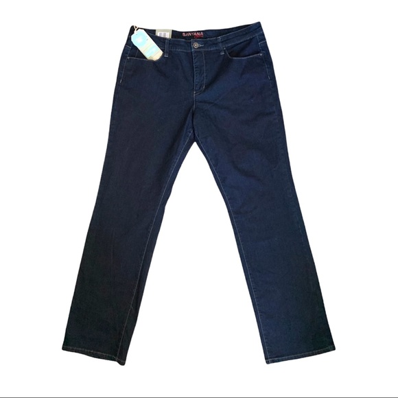 NWT Santana Straight Tummy Control Dark Wash Denim Blue Jeans PLUS 14 - Picture 2 of 6
